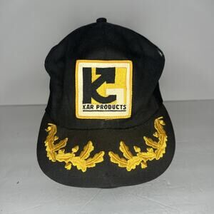 Vintage 80s Kar Products Black K-Brand Black Trucker Hat